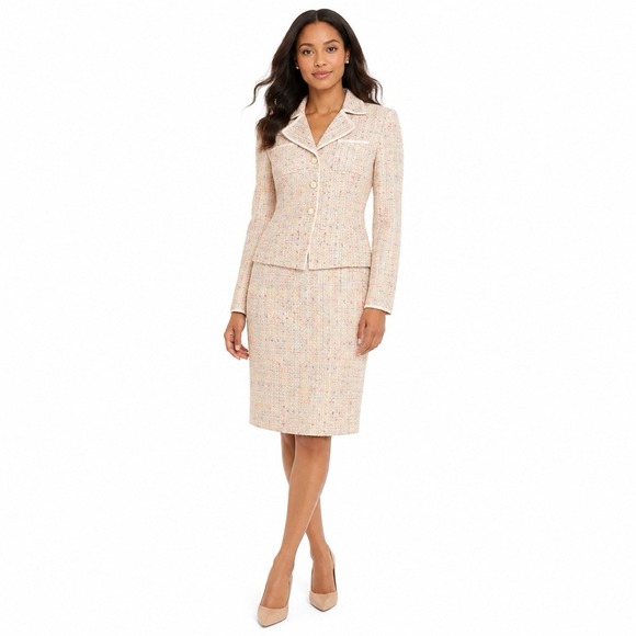Le Suit Dresses & Skirts - Collection For Le Suit Women's Confetti Tweed Skirt Suit Sz 12 Beige Old Money